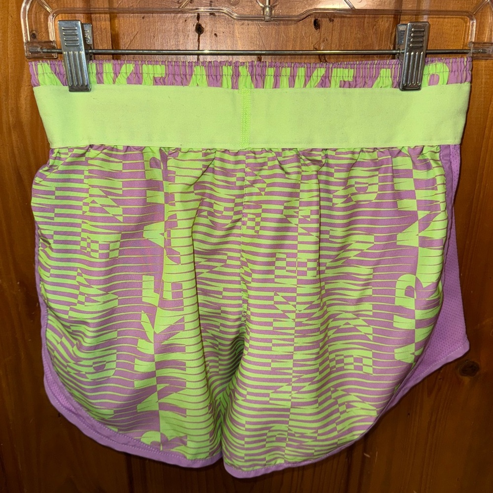 Nike Air Women's Lime Green and Lavender Shorts - Picture 2 of 3